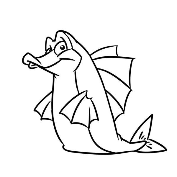 Fish Fat Parody Joke Character Animal Illustration Cartoon Contour Coloring — Stock Photo, Image