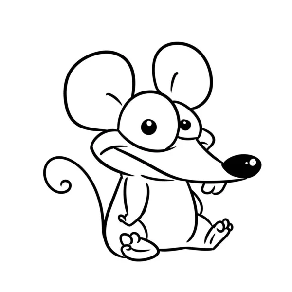 Personaje Pequeño Ratón Animal Ilustración Dibujos Animados Contorno Para Colorear — Foto de Stock