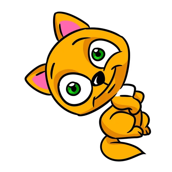 Piccolo Gattino Sorpresa Guarda Animale Personaggio Illustrazione Cartone Animato — Foto Stock