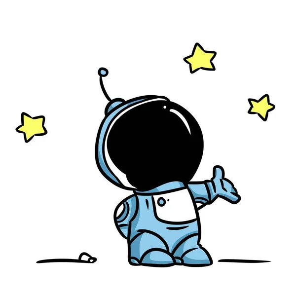 Petit Astronaute Découverte Étoile Espace Personnage Illustration Dessin Animé — Photo