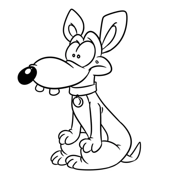 Pes Sedí Legrační Charakter Zvíře Ilustrace Kreslený Obrys Zbarvení — Stock fotografie