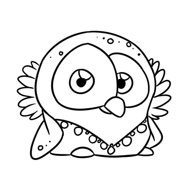 Malá Krásná Sova Charakter Zvíře Fantazie Ilustrace Kreslený Obrys Zbarvení — Stock fotografie