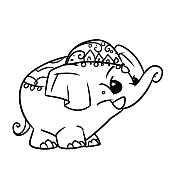 Little Elephant Patterns Character Animal Illustration Cartoon Contour Coloring — Stock Photo, Image