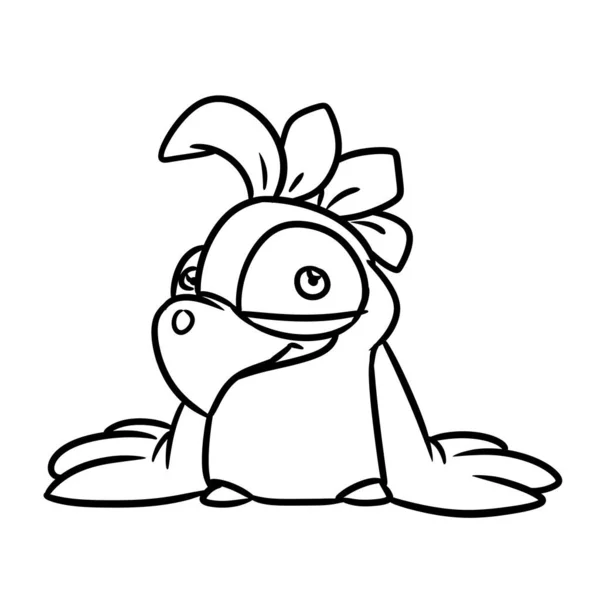 Little Krásný Pták Papoušek Charakter Zvíře Ilustrace Kreslený Obrys Zbarvení — Stock fotografie