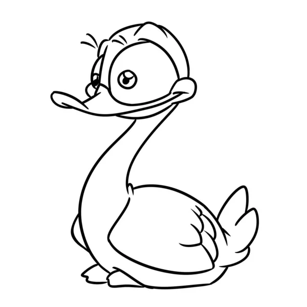 Pequeno Pássaro Personagem Animal Ilustração Desenho Animado Contorno Coloração — Fotografia de Stock