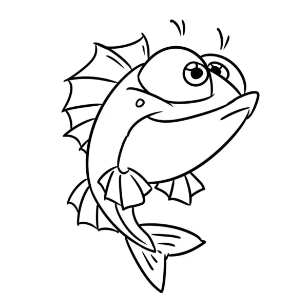 Fish Character Animal Beautiful Illustration Cartoon Contour Coloring — Stock Photo, Image