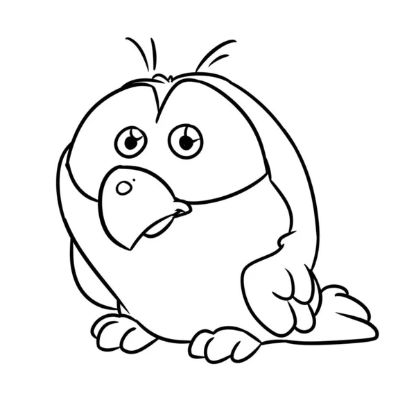 Vogel Charakter Illustration Suchen Überrascht Illustration Cartoon Konturfärbung — Stockfoto