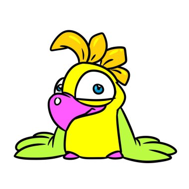 Papağan kuşu, güzel resimli çizgi film karakteri izole edildi.