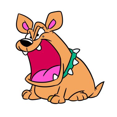 Öfkeli hayvan köpek resimli çizgi film karakteri izole edildi