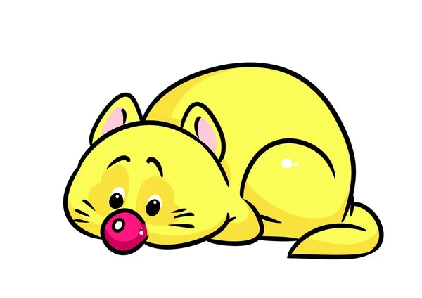 Amarelo Gato Caricatura Animal Ilustração Desenho Animado Personagem Isolado — Fotografia de Stock