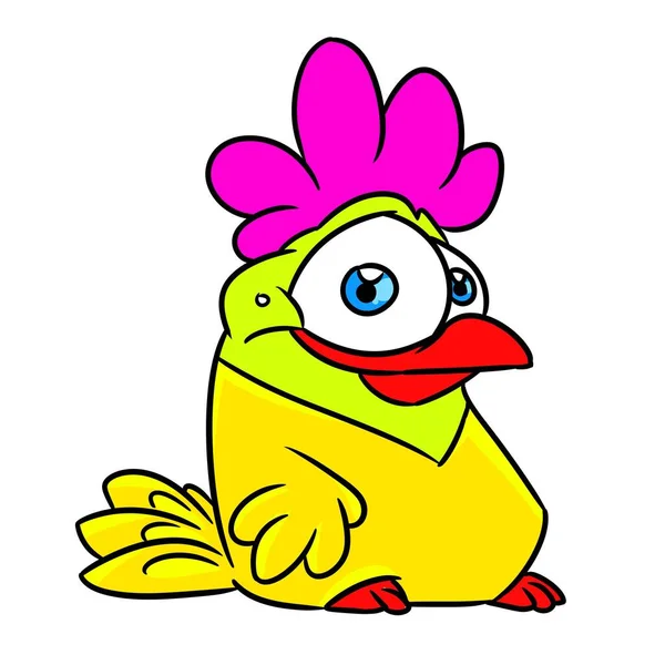 Belle Couleur Coq Oiseau Animal Illustration Dessin Animé Personnage Isolé — Photo