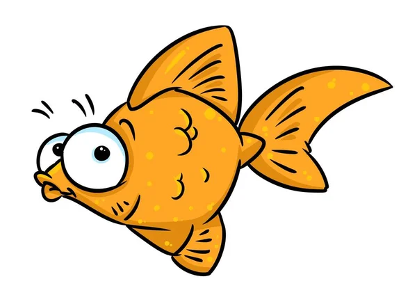 Изолированный Персонаж Мультфильма Золотая Рыба — стоковое фото