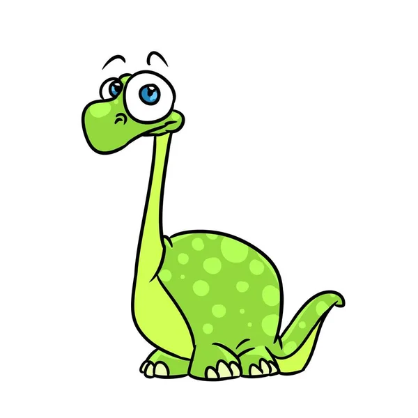 Petit Dinosaure Vert Animal Illustration Personnage Dessin Animé Isolé — Photo