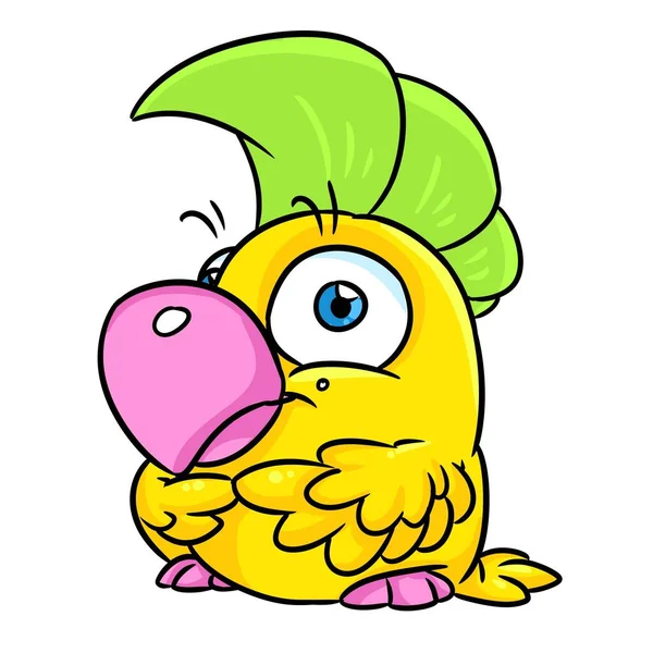 Papagaio Amarelo Pequeno Animal Pássaro Ilustração Desenho Animado Personagem Isolado — Fotografia de Stock