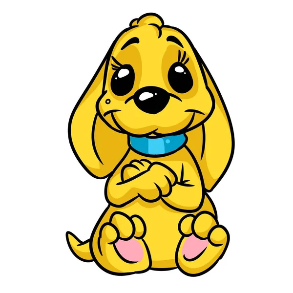 Маленькая Желтая Собака Сидя Животное Иллюстрации Мультяшный Персонаж Изолирован — стоковое фото