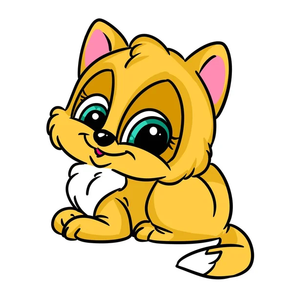 Petit Chaton Jaune Mignon Trouve Animal Illustration Personnage Bande Dessinée — Photo