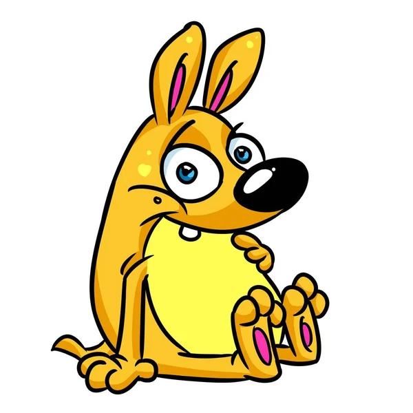 黄色の犬面白い小さな動物座ってイラスト漫画のキャラクター孤立 — ストック写真
