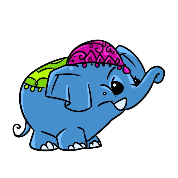 Piccolo Elefante Blu Animale Illustrazione Cartone Animato Personaggio Isolato — Foto Stock