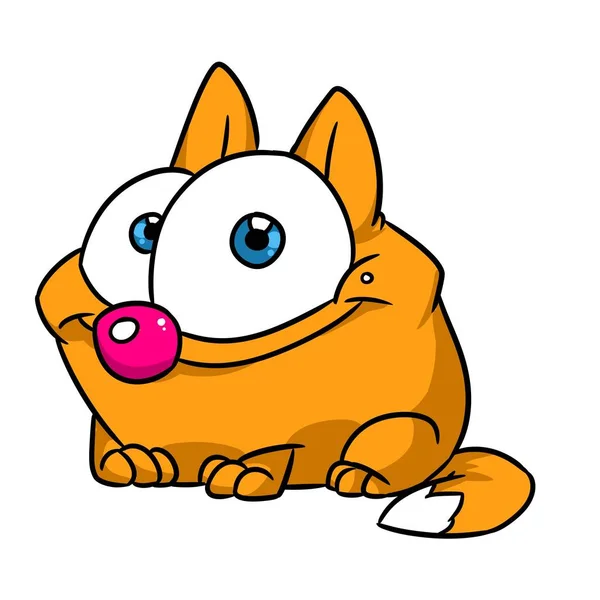 Piccolo Gatto Parodia Animale Divertente Illustrazione Cartone Animato Personaggio Isolato — Foto Stock