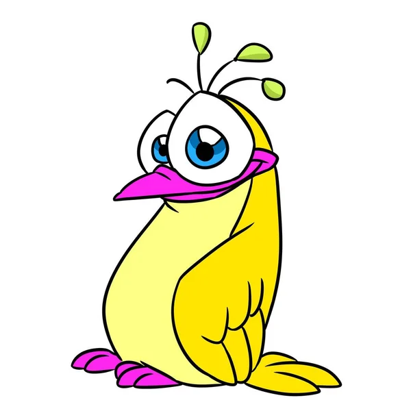Pássaro Amarelo Bela Ilustração Animal Personagem Desenho Animado Isolado — Fotografia de Stock