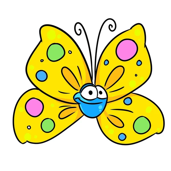 Mały Piękny Żółty Motyl Owad Zwierzę Ilustracja Rysunek Charakter Odizolowany — Zdjęcie stockowe
