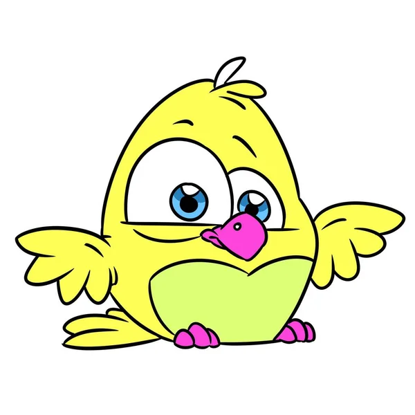 Malá Žlutá Kuřátko Pták Zvíře Ilustrace Kreslený Znak Izolované — Stock fotografie