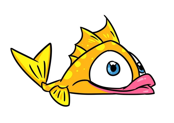 Peixe Poleiro Amarelo Animal Ilustração Desenho Animado Personagem Isolado — Fotografia de Stock