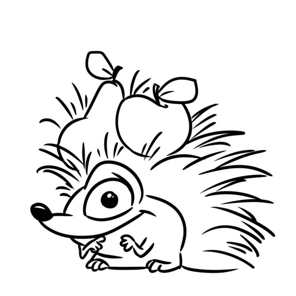 Little Funny Hedgehog Animal Fruit Illustration Cartoon Coloring Character — Stock Photo, Image