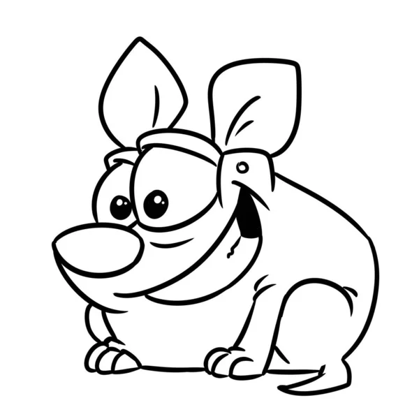 Lächeln Parodie Hund Tier Sitzen Illustration Cartoon Färbung Charakter — Stockfoto