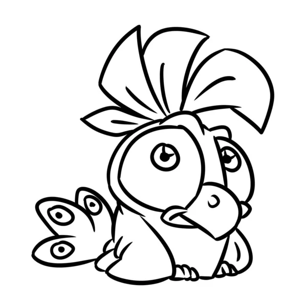 Pequeno Belo Papagaio Pássaro Ilustração Desenho Animado Coloração Personagem — Fotografia de Stock