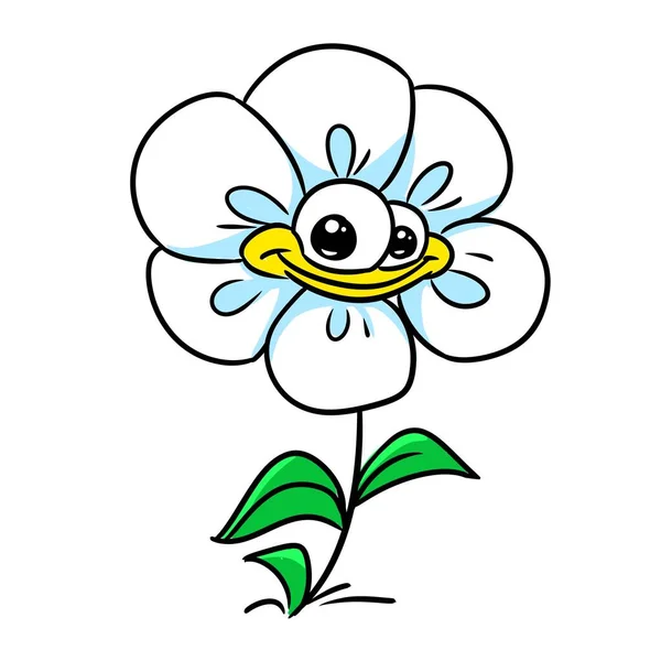 小花卉洋甘菊植物图解卡通人物 — 图库照片