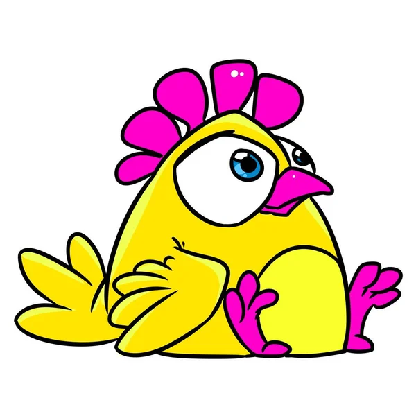 Liten Kyckling Tupp Fågel Djur Illustration Tecknad Karaktär — Stockfoto