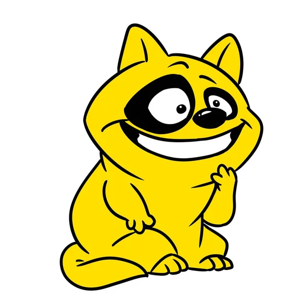 Pequeño Gato Amarillo Broma Animal Ilustración Dibujos Animados Carácter —  Fotos de Stock