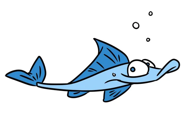 Funny Long Fish Animal Illustration Cartoon Character — Stock Photo, Image