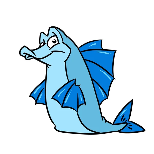 Μπλε Παρωδία Των Ψαριών Ζώων Αστείο Εικονογράφηση Χαρακτήρα Κινουμένων Σχεδίων — Φωτογραφία Αρχείου