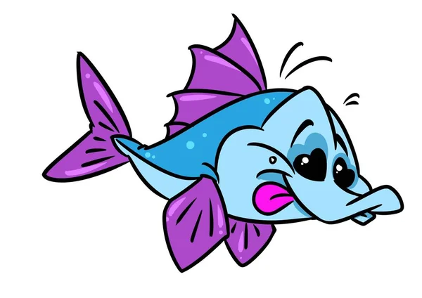 美しい愛魚動物イラスト漫画のキャラクター — ストック写真