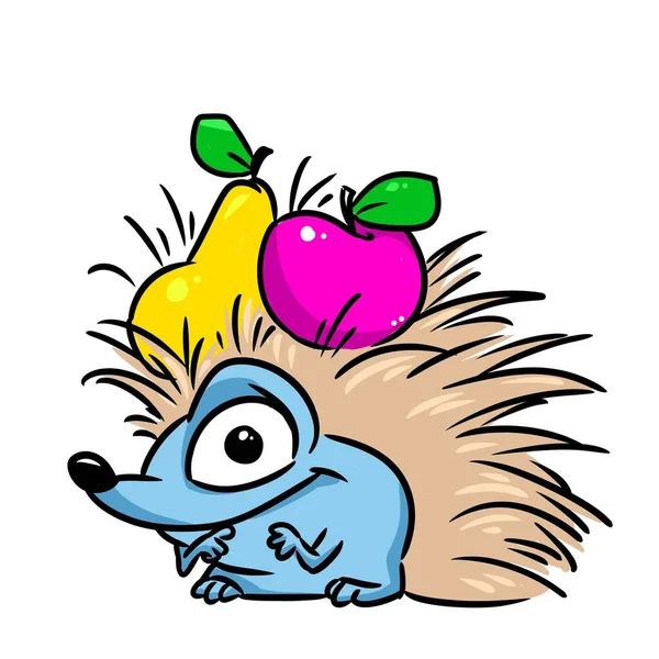 Hermoso Erizo Animal Fruta Ilustración Personaje Dibujos Animados — Foto de Stock