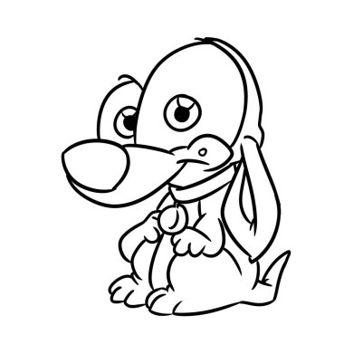 Komik küçük köpek yavrusu büyük gözlü hayvan karakteri çizim çizimi