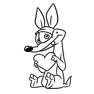 Nazik köpek gülümsemesi kalp hediye karakter çizim karikatür boyama