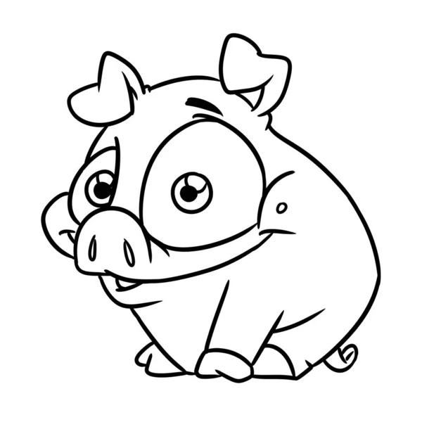 Wenig Fröhlich Schwein Tier Charakter Illustration Cartoon Färbung — Stockfoto