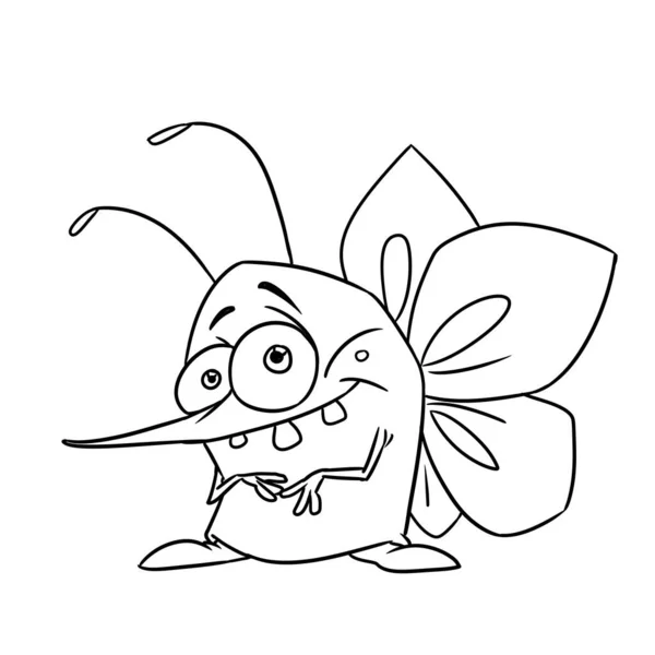Malý Komár Hmyz Parodie Znak Ilustrace Kreslené Zbarvení — Stock fotografie