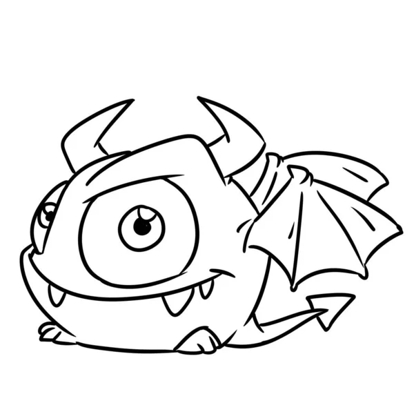 Klein Monster Demon Karakter Illustratie Cartoon Kleuren — Stockfoto