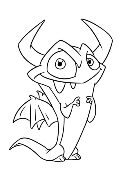 Monster Strach Veselý Charakter Ilustrace Kreslené Zbarvení — Stock fotografie