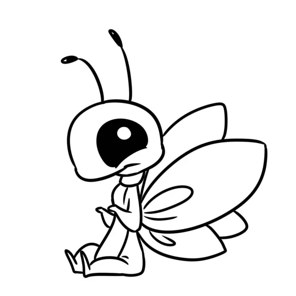 Petit Insecte Animal Papillon Personnage Illustration Dessin Animé Coloriage — Photo