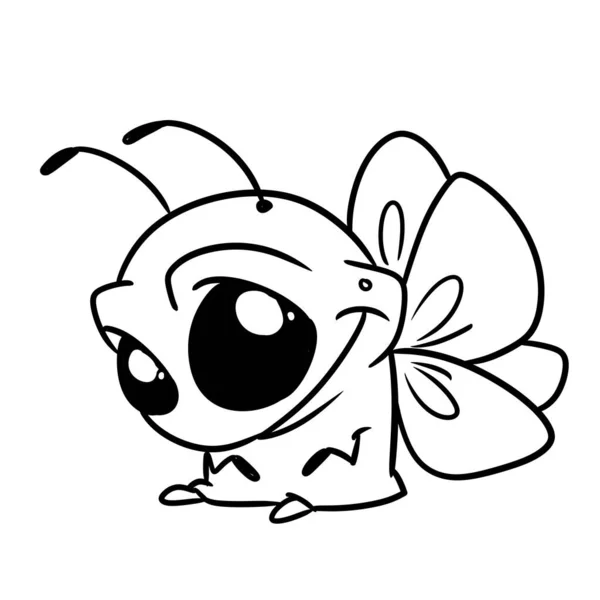 Petit Insecte Papillon Assis Personnage Illustration Dessin Animé Coloriage — Photo