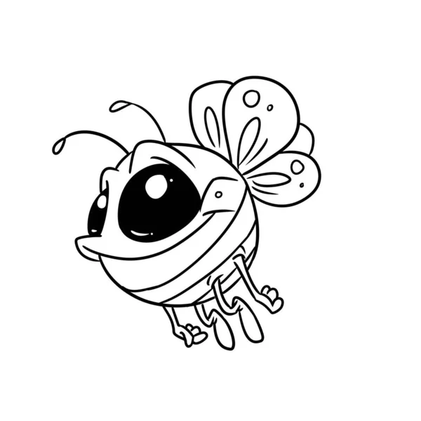 Маленька Бджола Смішна Ілюстрація Персонажа Комахи Мультфільм Розмальовка — стокове фото