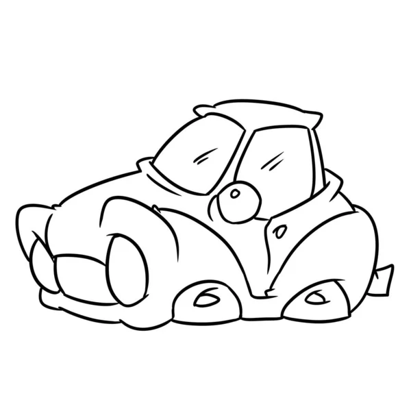 小さな車のパロディーイラスト漫画の着色 — ストック写真