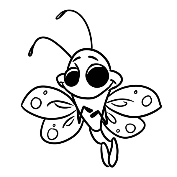 Petit Papillon Scarabée Insecte Volant Personnage Illustration Dessin Animé Coloriage — Photo