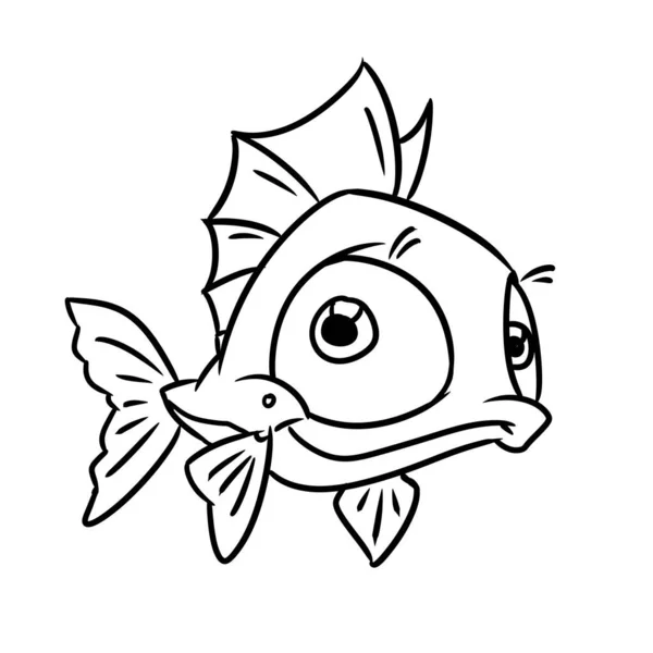 Маленька Риба Тварин Персонаж Ілюстрація Мультяшна Розмальовка — стокове фото