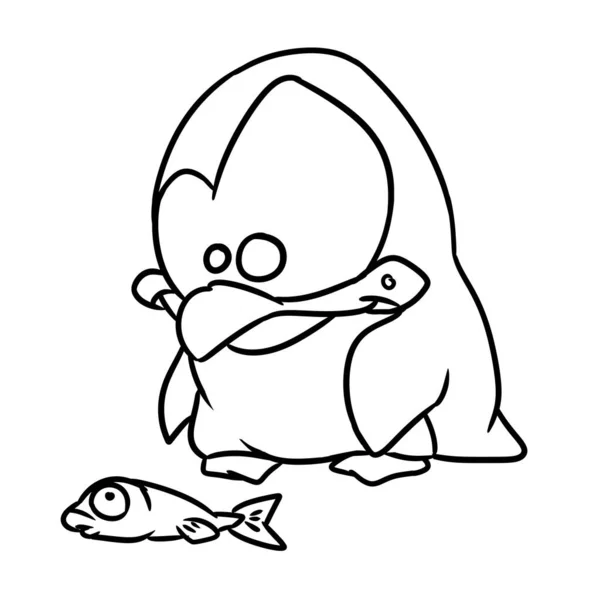 Piccolo Pinguino Uccello Personaggio Illustrazione Fumetto Colorazione — Foto Stock